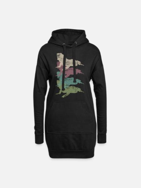 Retro Eidechse Echse - Hoodie-Kleid - Schwarz
