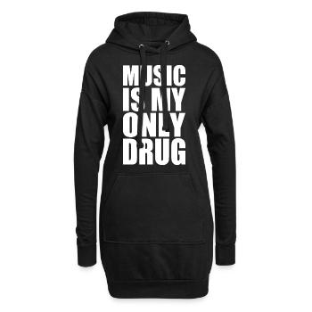 music is my only drug - Hoodie-Kleid - Schwarz - Vorne