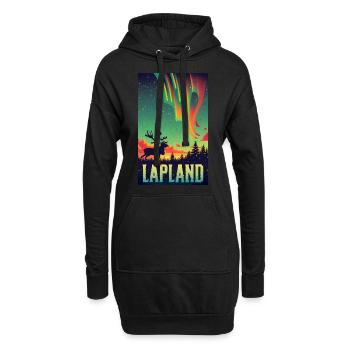 Rentiere und Nordlichter in Lappland, Finnland - Hoodie-Kleid - Schwarz - Vorne