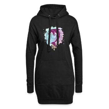 Capteur de rêves dauphin - Sweat-shirt à capuche long Femme - noir - Devant