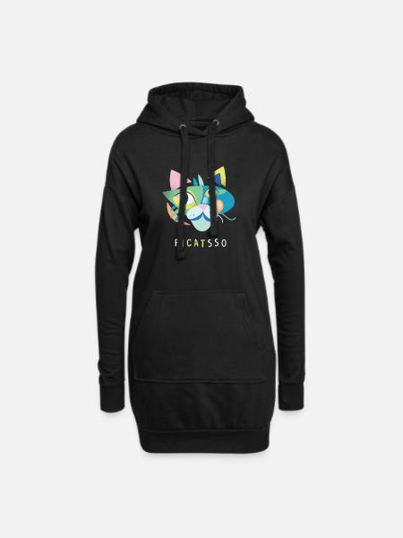 Picasso cat - Hoodie Dress - black