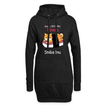 Sushi Anime Chien Kawaii animal de compagnie Fille Shiba Inu - Sweat-shirt à capuche long Femme - noir - Devant