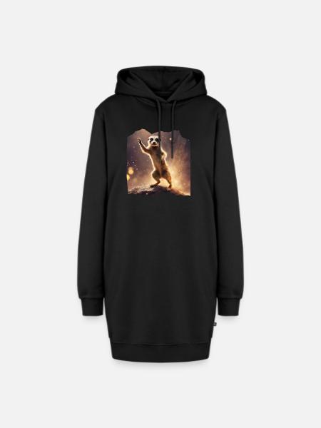 Tanzendes Erdmännchen in Glitzer - Hoodie-Kleid - Schwarz
