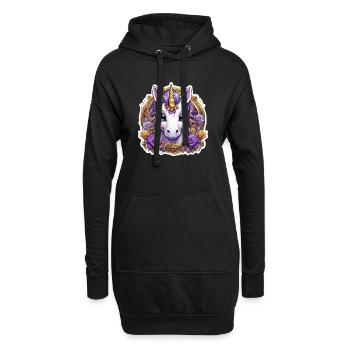 Licorne avec des Roses colorées - Licorne douce - Sweat-shirt à capuche long Femme - noir - Devant