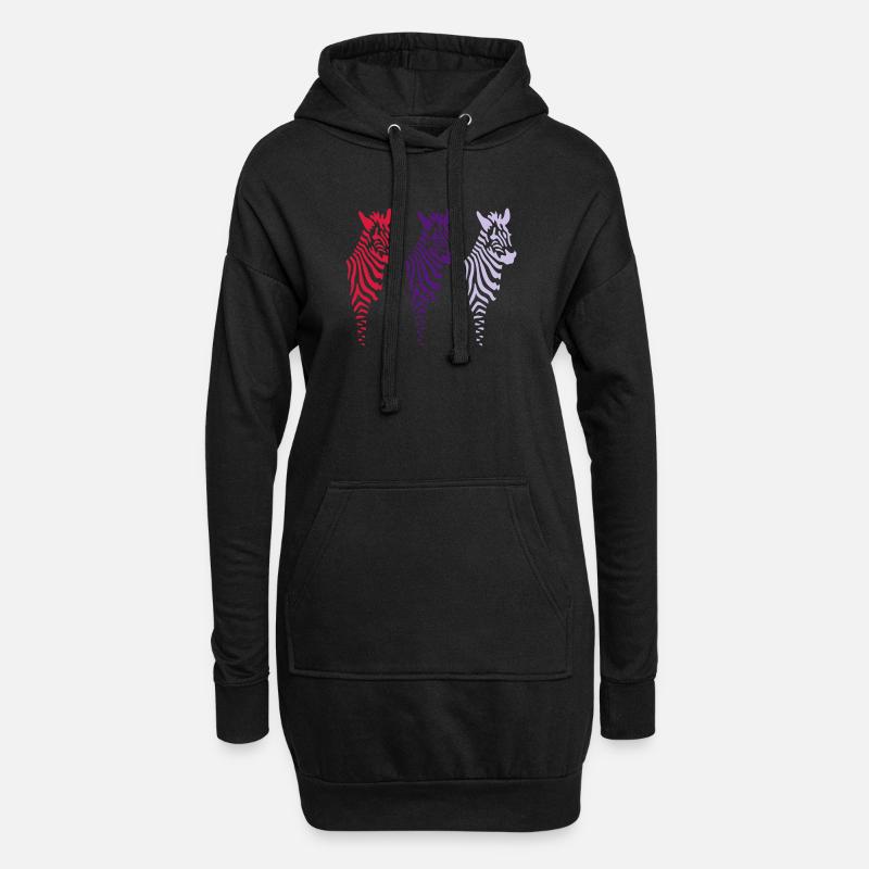 three zebras (b) - Hoodie Dress - black
