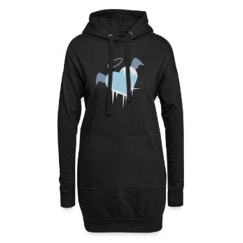 coeur froid avec une auréole, les ailes et glaçons - Sweat-shirt à capuche long Femme - noir - Devant