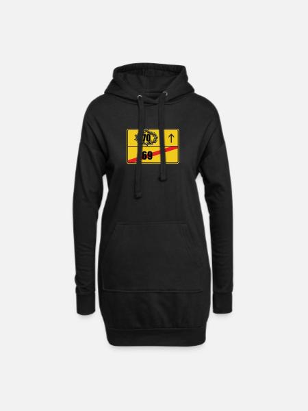 Ortsschild 70. Geburtstag Geschenk - Hoodie-Kleid - Schwarz