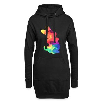 Buntes Häschen - Hoodie-Kleid - Schwarz - Vorne