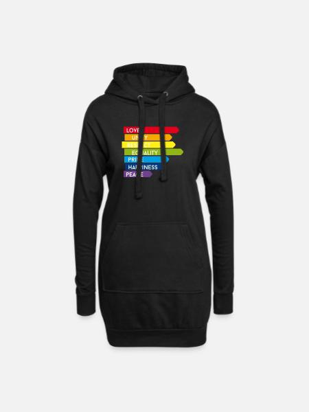 gay pride csd Regenbogen homo Parade stolz ehe lol - Hoodie-Kleid - Schwarz