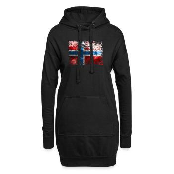 Norwegische Flagge - Hoodie-Kleid - Schwarz - Vorne