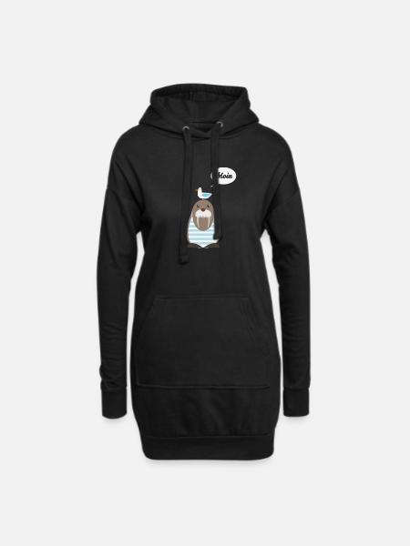 Moin, Seelöwe, Möwe - Hoodie-Kleid - Schwarz