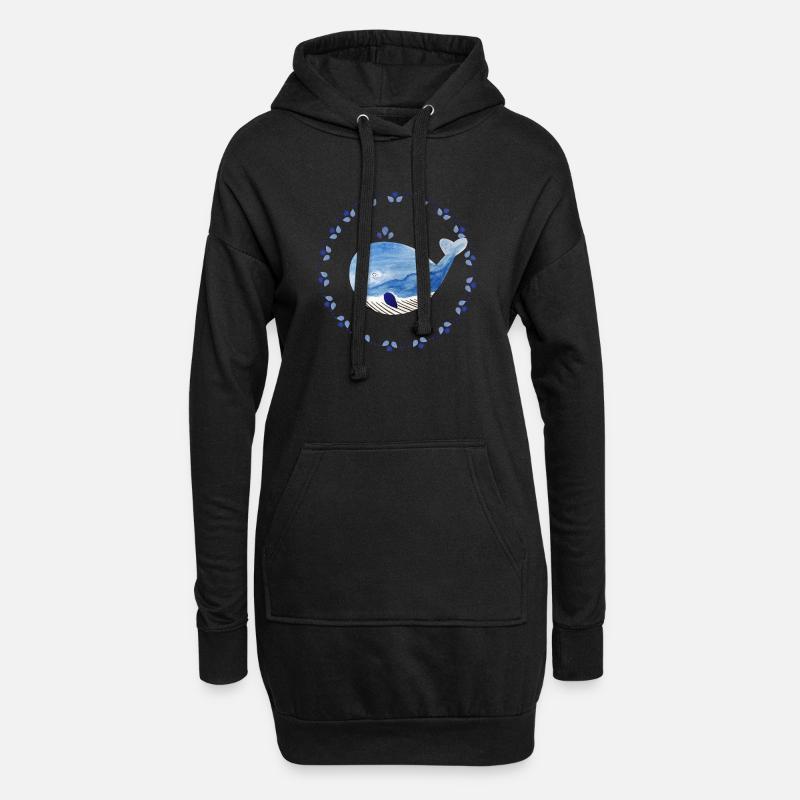 Kleiner Wal - Hoodie-Kleid - Schwarz