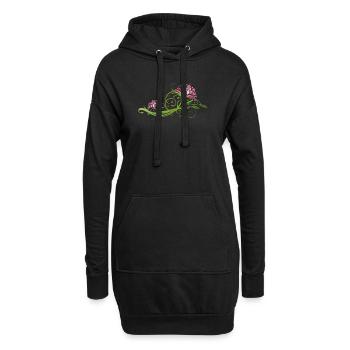 Fleur de lotus, fleur, vrille et feuilles. Lotus. - Sweat-shirt à capuche long Femme - noir - Devant