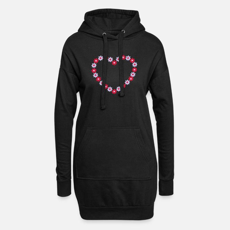 Blume Herz - Hoodie-Kleid - Schwarz
