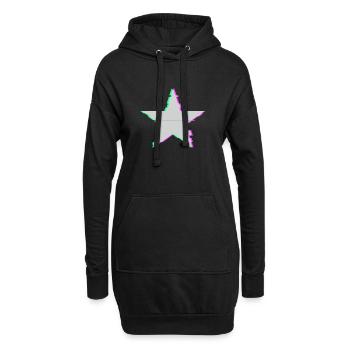 Glitch Stern Grau Minimalist Cyber Aesthetic Shirt - Hoodie-Kleid - Schwarz - Vorne
