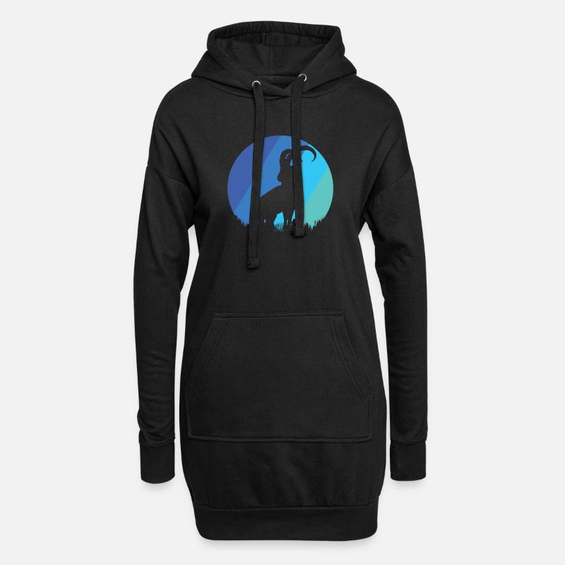 Steinbock - Hoodie-Kleid - Schwarz