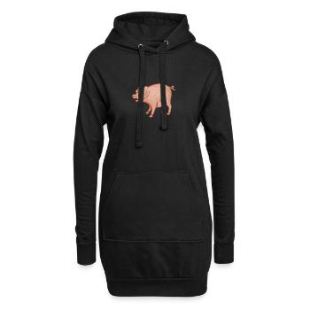 Humorvolles Schwein-Charakter - Hoodie-Kleid - Schwarz - Vorne