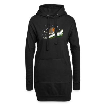 Rotkehlchen Wintermotiv Schnee Vogel Ast - Hoodie-Kleid - Schwarz - Vorne
