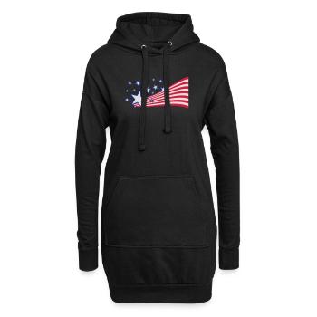 USA Flagge - Hoodie-Kleid - Schwarz - Vorne