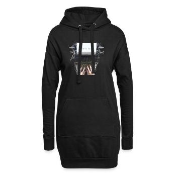 Inspire Typer Typo Vintage - Sweat-shirt à capuche long Femme - noir - Devant