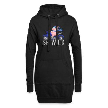 Lustiges Schwein auf Motorrad Comic - Hoodie-Kleid - Schwarz - Vorne