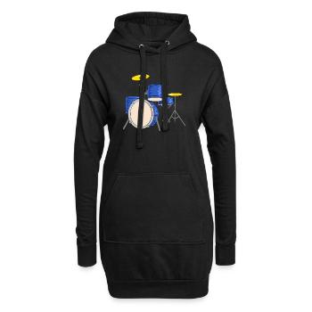 schlagzeug drummer musiker - Hoodie-Kleid - Schwarz - Vorne