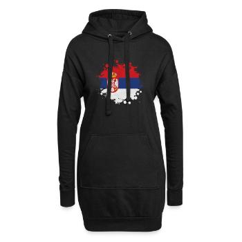 Serbie Klecks / Cadeau De Belgrade Balkans drapeau - Sweat-shirt à capuche long Femme - noir - Devant