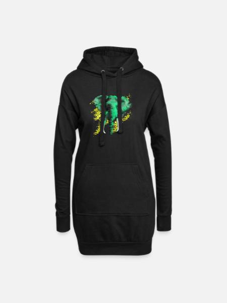 Elefant - Hoodie-Kleid - Schwarz