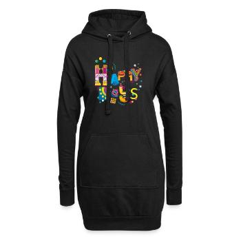 Frohe glückliche Tage - Hoodie-Kleid - Schwarz - Vorne