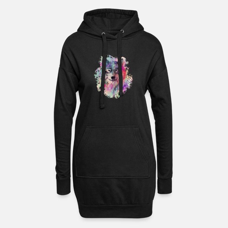 Wolf dans le Nord Colour version - Sweat-shirt à capuche long Femme - noir