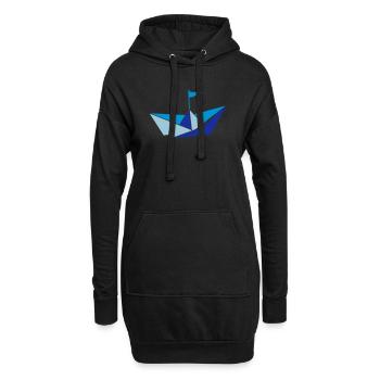 kleines Papierschiffchen im Wasser mit Flagge - Hoodie-Kleid - Schwarz - Vorne