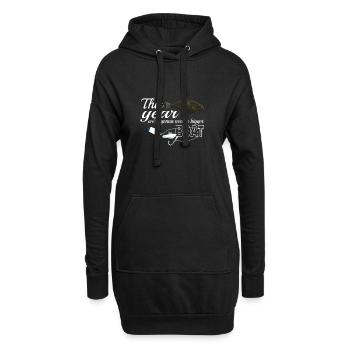 Pêcheur flétan en Norvège / Island bigger boat - Sweat-shirt à capuche long Femme - noir - Devant