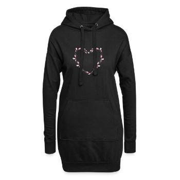 heart_watercolour_wreath - Sweat-shirt à capuche long Femme - noir - Devant