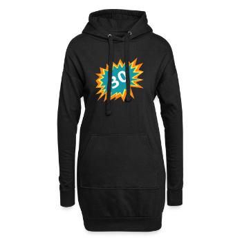 30e anniversaire, autocollant Burst - Sweat-shirt à capuche long Femme - noir - Devant