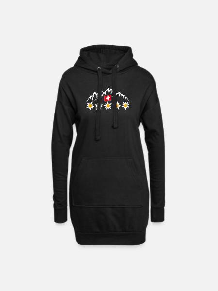 Schweiz, Berge, Gletscher, Urlaub - Hoodie-Kleid - Schwarz