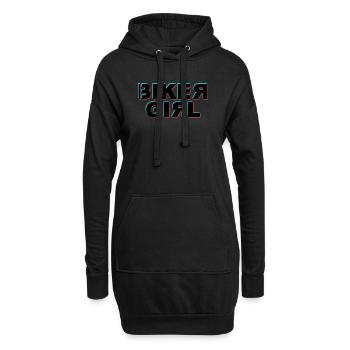 Biker Girl Glitch - Hoodie-Kleid - Schwarz - Vorne