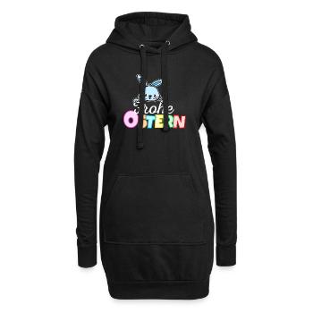 Osterhase Frohe Ostern Gesicht Süß Osterhäschen - Hoodie-Kleid - Schwarz - Vorne