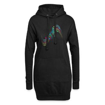 Bunte Symphonie auf schwungvollen Notenlinien - Hoodie-Kleid - Schwarz - Vorne