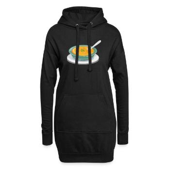 Gemüsesuppe in einem Teller mit einem Löffel - Hoodie-Kleid - Schwarz - Vorne