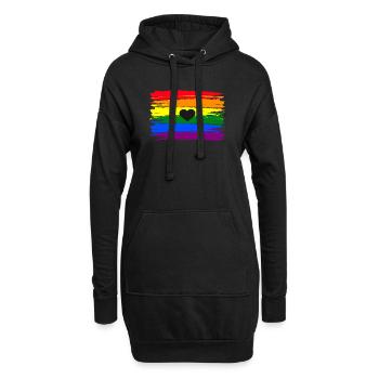 Drapeau arc-en-ciel coeur LGBT Gay Pride - Sweat-shirt à capuche long Femme - noir - Devant