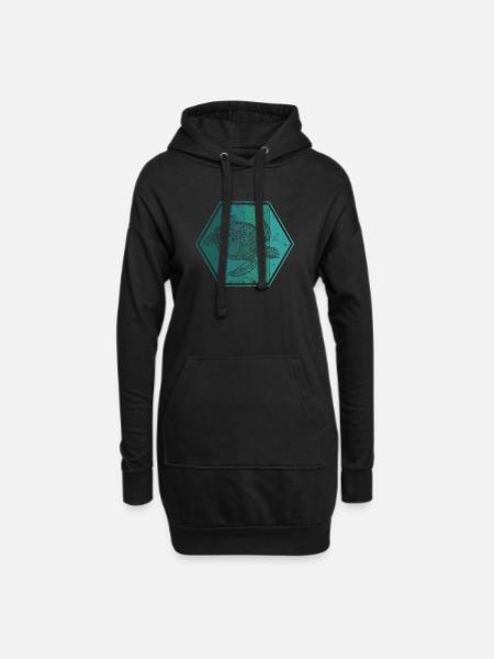 Schildkröten - Hoodie-Kleid - Schwarz