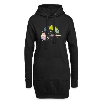 branche d'arbre ginkgo coloré avec des feuilles aux couleurs de l'arc-en-ciel - Sweat-shirt à capuche long Femme - noir - Devant