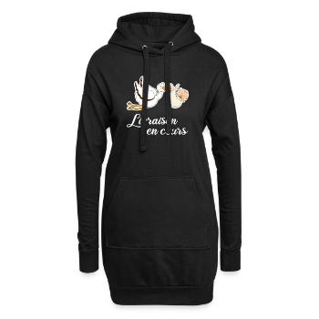 Livraison en cours cigogne grossesse - Sweat-shirt à capuche long Femme - noir - Devant