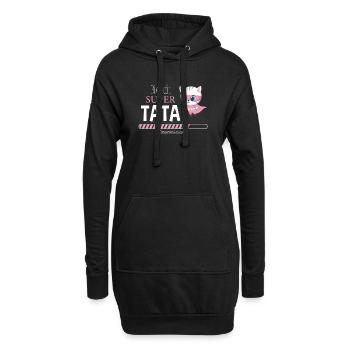 bientôt super tata chaton - Sweat-shirt à capuche long Femme - noir - Devant
