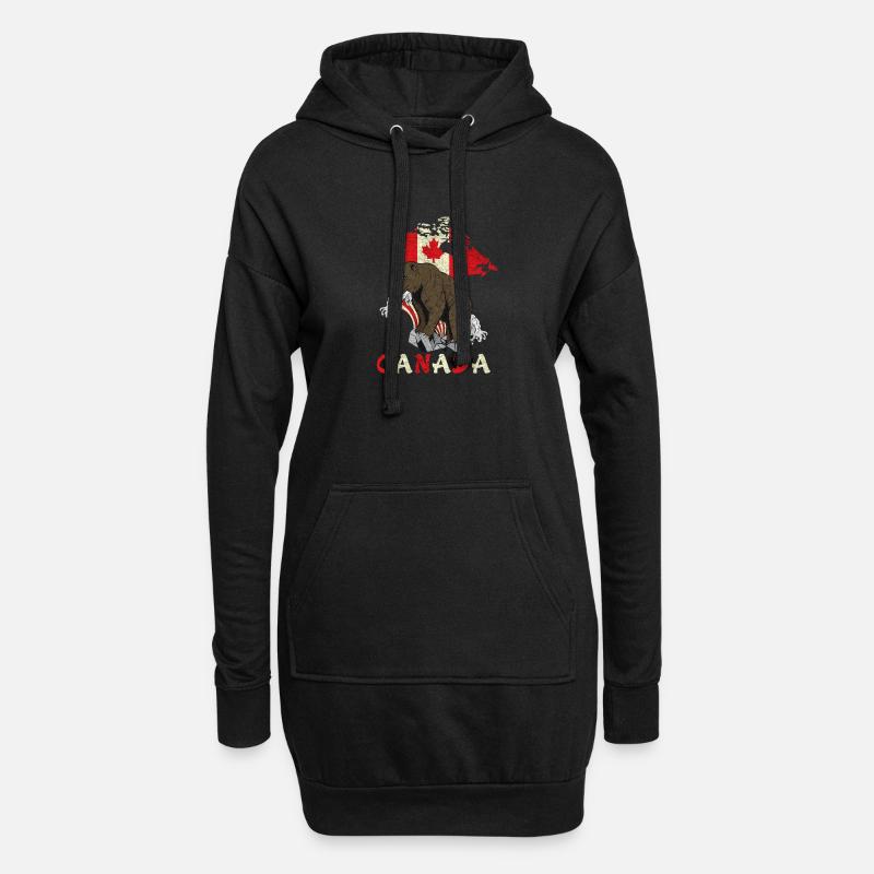 Conception d'ours du Canada avec carte et drapeau - Sweat-shirt à capuche long Femme - noir