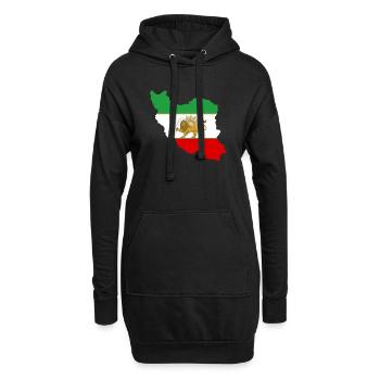 Drapeau iran Lion et Soleil - شیر خورشید پرچم - Sweat-shirt à capuche long Femme - noir - Devant