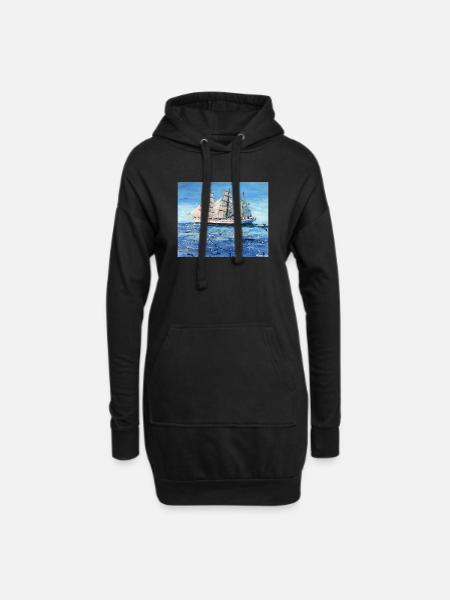 Gorch Fock Segelschiff auf stürmischem Meer - Hoodie-Kleid - Schwarz