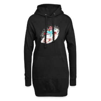 Bonhomme de neige avec écharpe et planche à neige - Sweat-shirt à capuche long Femme - noir - Devant