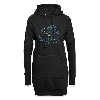 Bouddhisme cool signe Om bleu voir à travers - Sweat-shirt à capuche long Femme - noir - Devant