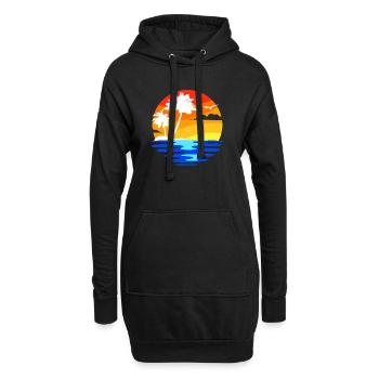 Palmiers île des caraïbes plage vacances mer été - Sweat-shirt à capuche long Femme - noir - Devant
